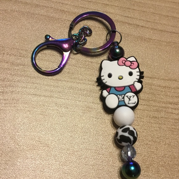 Hello Kitty Accessories - Hello Kitty Keychain with Pink and Blue Charm